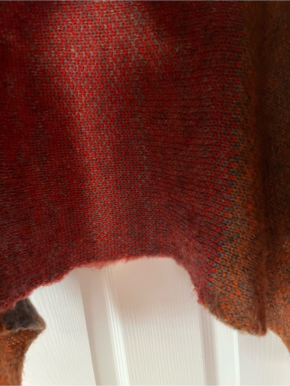 Vertigo SzXs/S Cowl Neck Cropped Fuzzy Wool Blend Knit Sweater, Rust and Orange - Picture 8 of 11